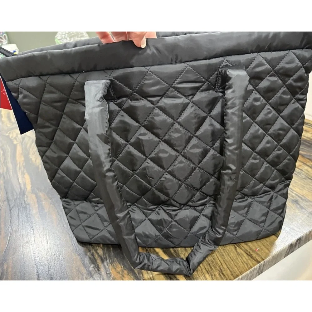 Reebok Black Quilted Tote Bag - Women's Shoulder Tote - Picture 4 of 7